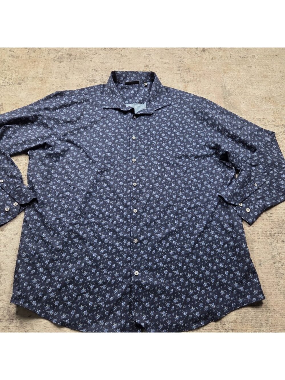 Murano Performance Shirt Mens 2XB Blue Geometric Button Down Long Sleeve